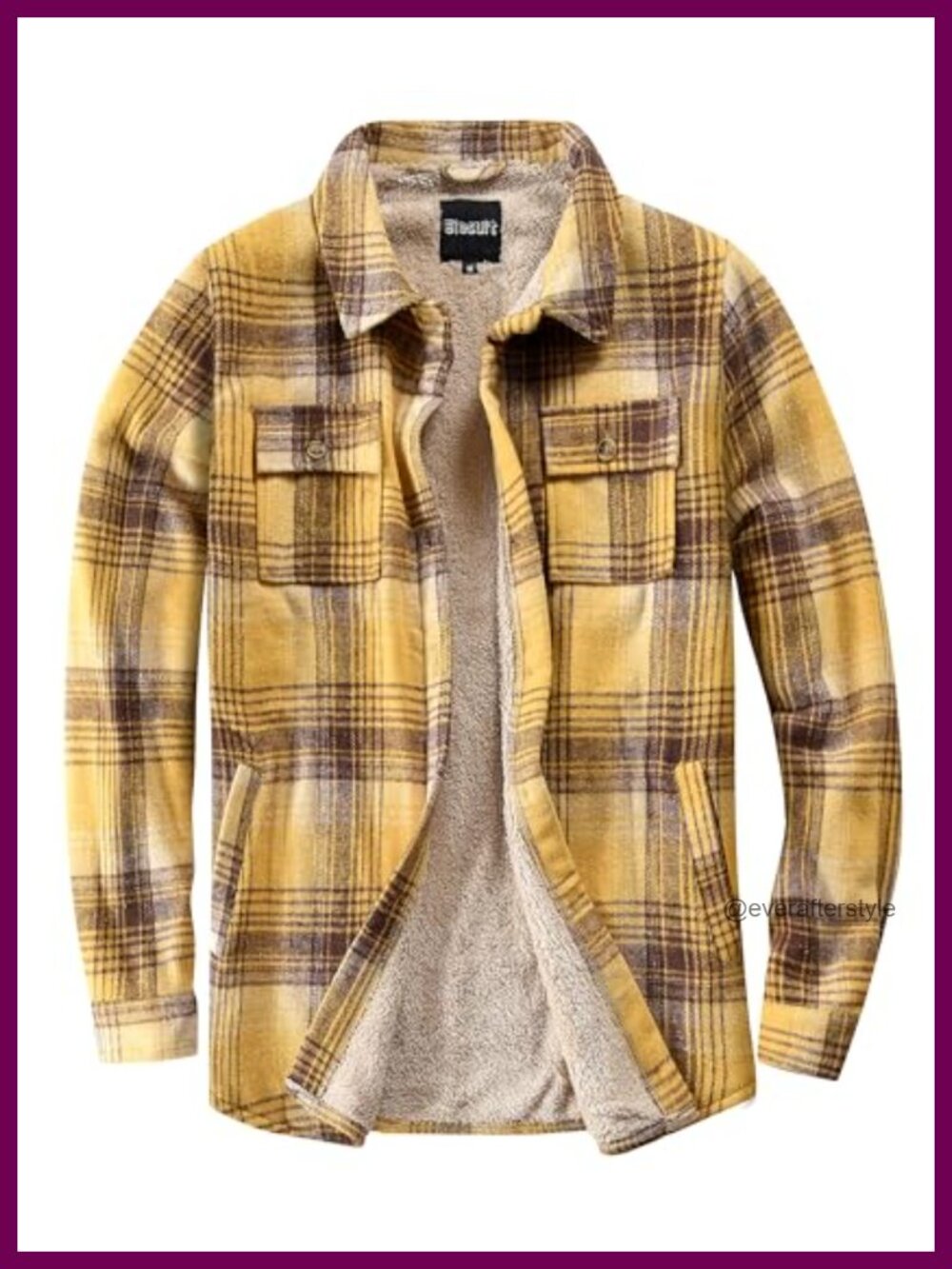 Sherpa Lined Flannel Shirt Jacket Plaid Button Pocket Coat Regular Fit